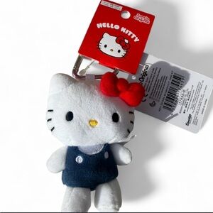 Sanrio Hello Kitty Plush Keychain with Blue Outfit. (Original)